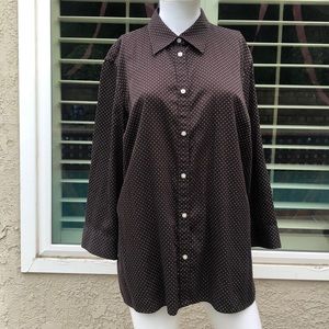 Lauren Ralph Lauren  PolkaDot ButtonUp Blouse Sz1X